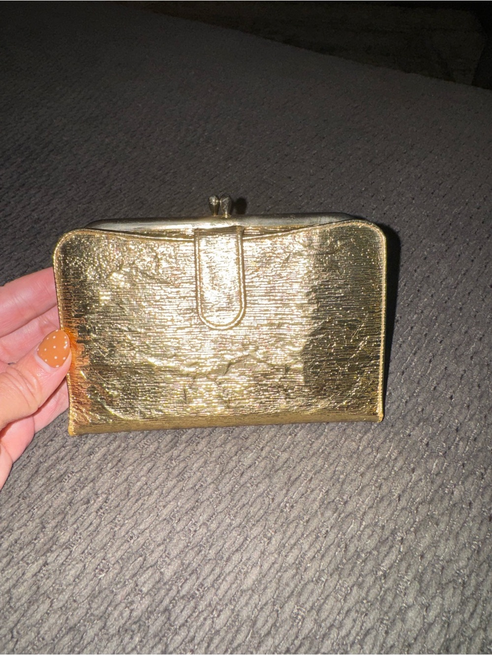 Vintage Alfa Gold Foil Metallic Wallet Kiss Lock Coin Purse MCM Retro 1950s 60s